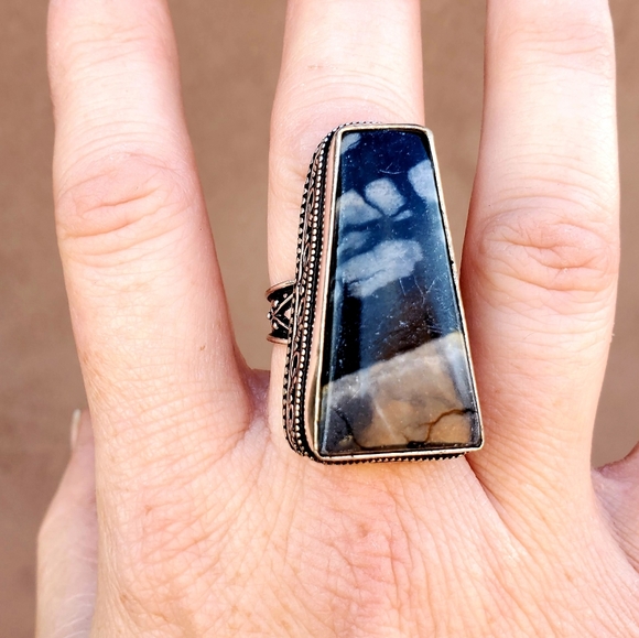 New Oversized Picasso Jasper 925 Silver Ring. - Picture 9 of 16